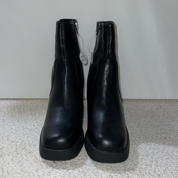 Black Faux Leather Ankle Boots - Picture 2 of 3